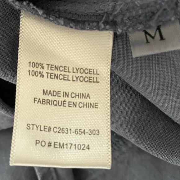 Cloth & Stone Anthropologie Shirt Women Size Medium Blue Tencel Roll Tab Sleeve - Picture 8 of 9